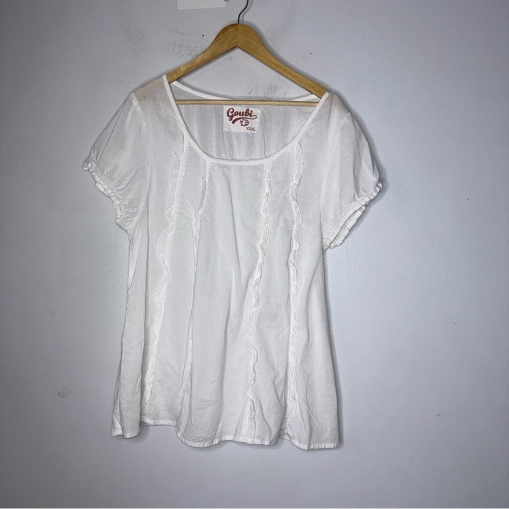 Goubi White Short Sleeve‎ Fitted Tunic Top Cotton XXXL